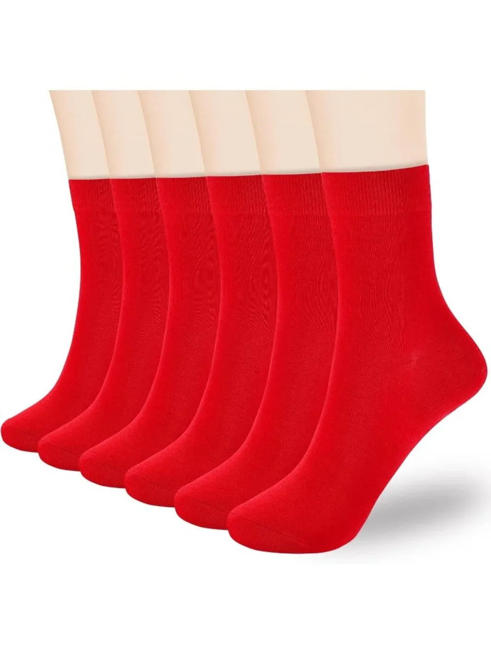 🧦Women's Dark Red 6 Pairs Thin Above Ankle Socks Cotton Crew Socks
